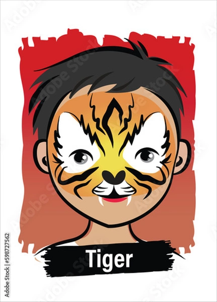 Fototapeta Face-Painting Creative Card Menu Design- Tiger

