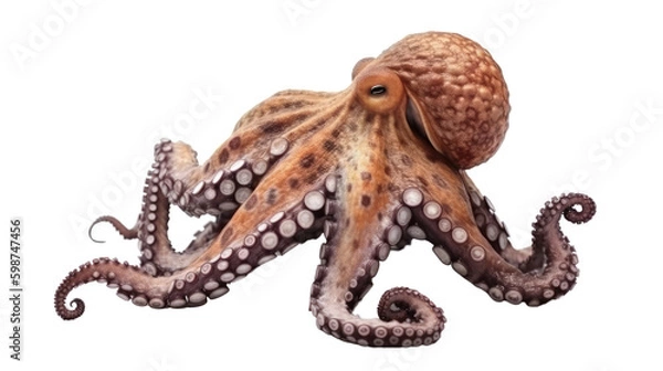 Obraz Octopus isolated on transparent background created with generative AI technology