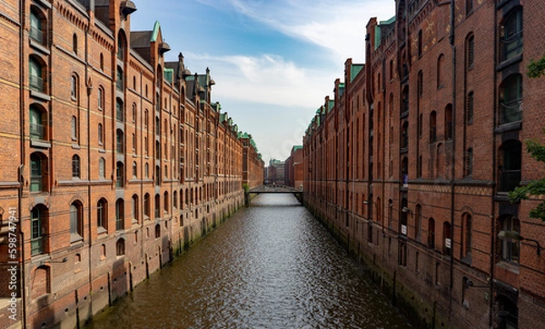 Obraz Speicherstadt. Warehouses of Hamburg port. Neo-gothic and modernist arcuitecture. Hamburg, Germany.