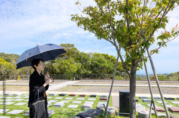 Fototapeta 樹木葬 お墓参り