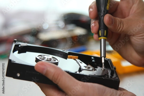 Obraz Opened hard drive repair, isolated