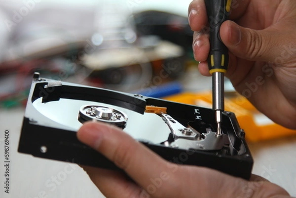 Obraz Opened hard drive repair, isolated