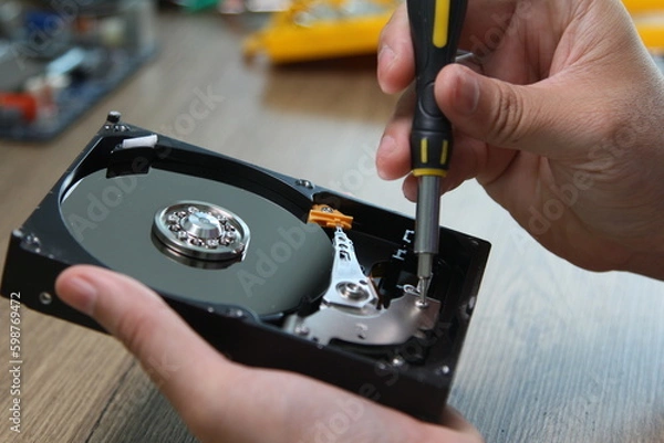 Obraz Opened hard drive repair, isolated