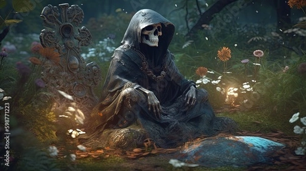 Fototapeta mole necromancer, digital art illustration, Generative AI