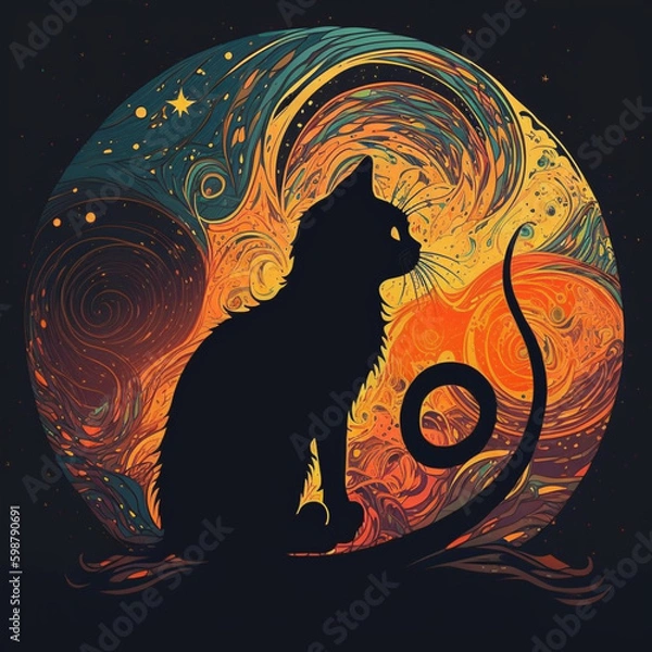 Fototapeta cat on the moon - Generated by Artificial Intelligence