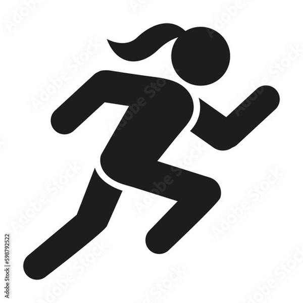 Fototapeta Running woman, athletics, marathon, run icon isolated on white background.