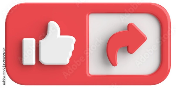 Fototapeta Like and share button. 3D illustration.