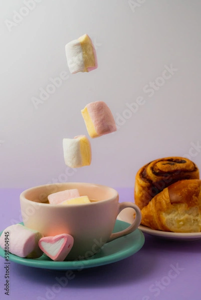 Obraz Malvaviscos con café chocolate pan y chocolate