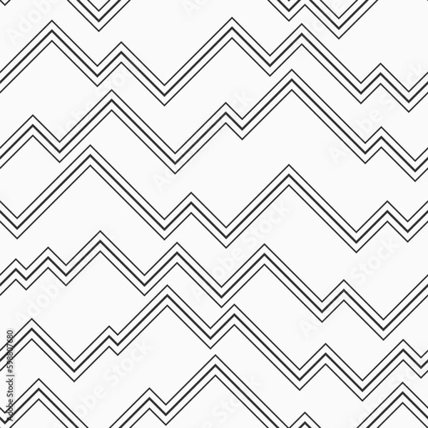 Fototapeta Abstract zig zag lines vector seamless pattern. Stylized mountains. Minimalistic graphic print. Vector monochrome background.