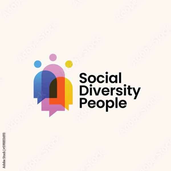 Fototapeta People Chat Talk Bubble Social Diversity Gradient Colorful Logo Vector icon illustration