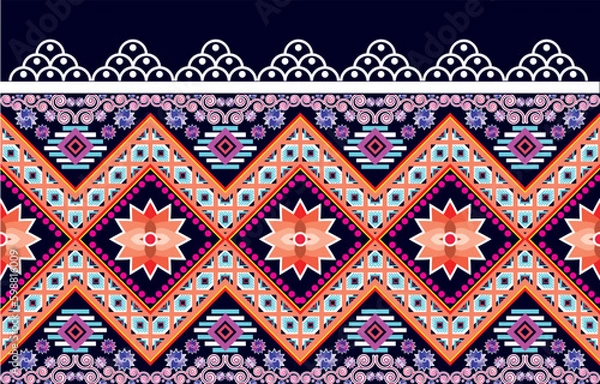 Fototapeta Tribal Pattern Background geometric ethnic Oriental traditional Design for seamless,carpet,wallpaper,clothing,wrapping,fabric,Vector illustration.