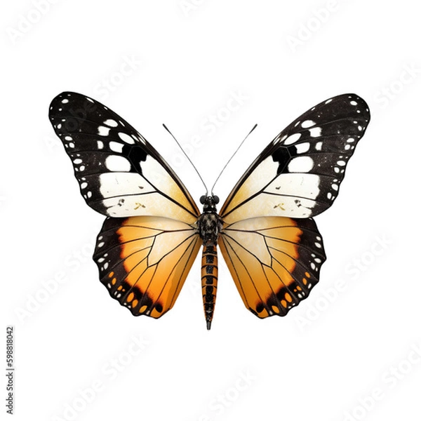 Fototapeta A colorful butterfly isolated on transparent background, Generative AI