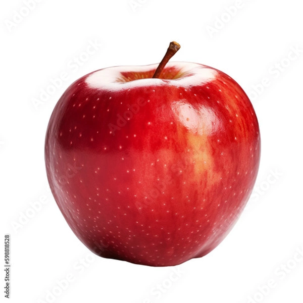 Obraz A red apple isolated on transparent background, Generative AI