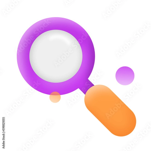 Obraz Minimalist icon 3D purple search bar or magnifying glass. Search bar design elements in the app
