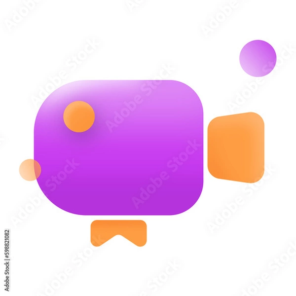 Obraz 3d purple video cam icon symbol design, 3d record and play button for app UI, 3d realistic movie icon design.
