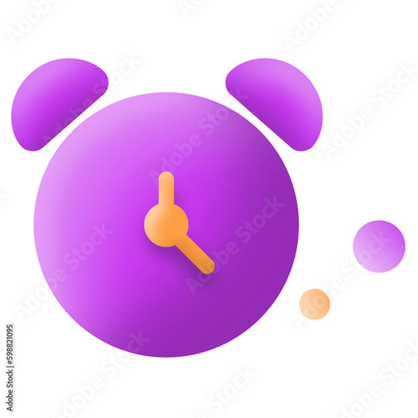 Obraz 3d purple alarm clock icon symbol design, 3d play button for app UI
