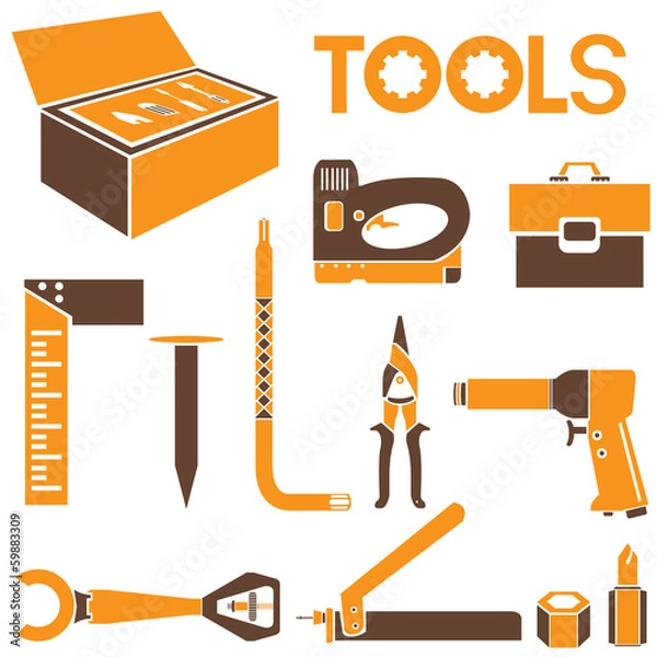 Fototapeta tools, orange color theme
