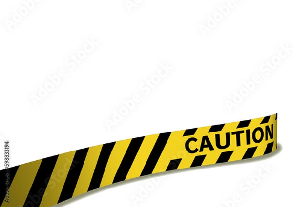 Fototapeta 注意事項のフレーム。コーションの黄色いテープリボン。