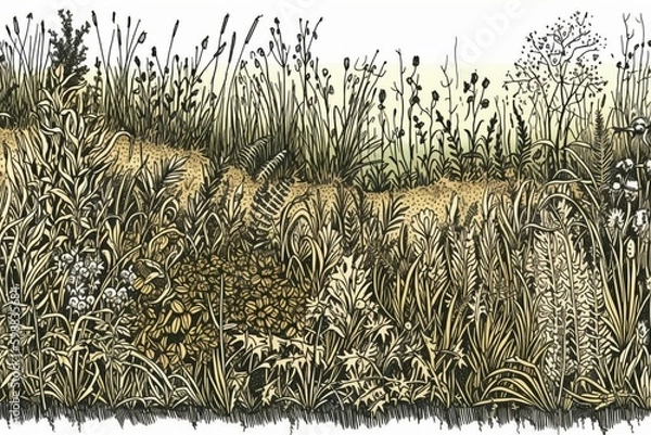 Obraz Grass Border, Vector Illustration