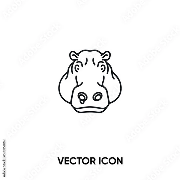 Fototapeta Hippopotamus vector icon. Modern, simple flat vector illustration for website or mobile app. Animal or zoo symbol, logo illustration. Pixel perfect vector graphics