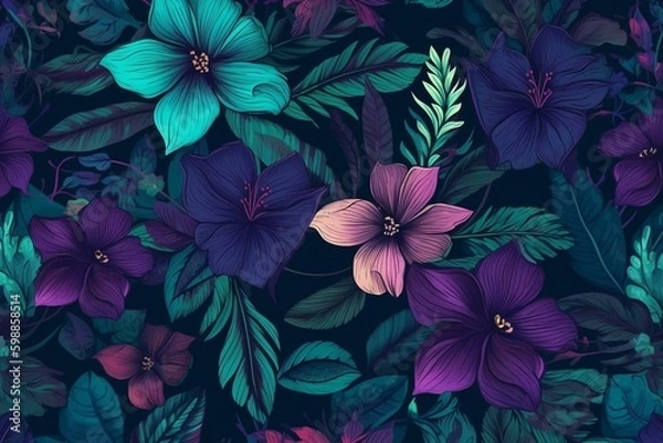 Obraz "Nature's Palette: Colorful Flower and Leaf Wallpaper for Stylish Walls"Ai