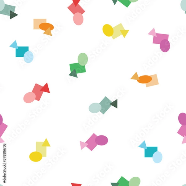 Fototapeta Vector squares, circles, and triangles pattern background. Perfect for fabric, scrapbooking, wallpaper projects Generative AI