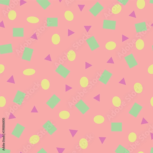 Fototapeta Vector squares, circles, and triangles pattern background. Perfect for fabric, scrapbooking, wallpaper projects Generative AI
