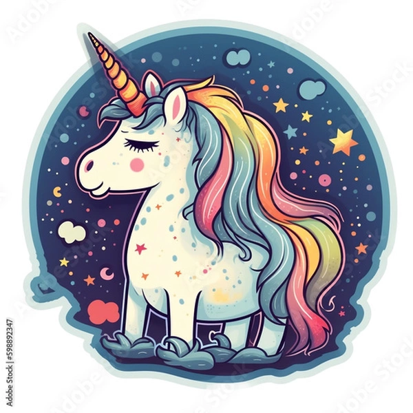 Obraz rainbow unicorn sticker