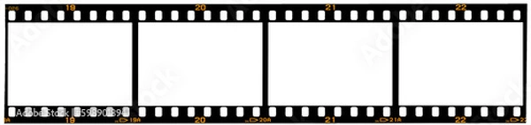 Fototapeta Four pictures film strip texture with blank space, png isolated background