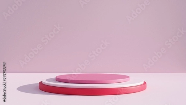 Fototapeta Podium Background 3D ,There is an area for displaying products ,promote products, Product presentation,3D rendering,show cosmetic product display,help the product stand out,3D Mock up,Minimal style,