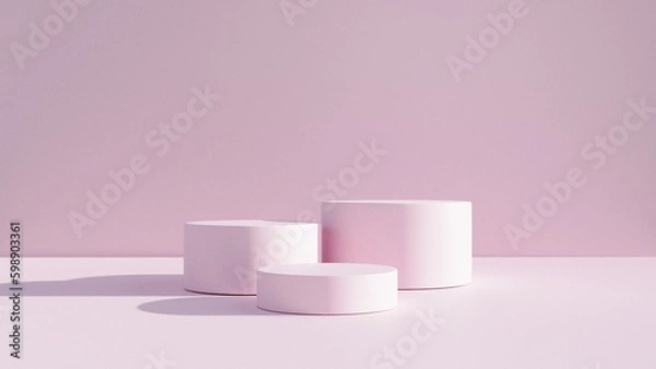 Obraz Podium Background 3D ,There is an area for displaying products ,promote products, Product presentation,3D rendering,show cosmetic product display,help the product stand out,3D Mock up,Minimal style,