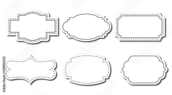 Fototapeta Vector empty vintage labels set of six with white baground