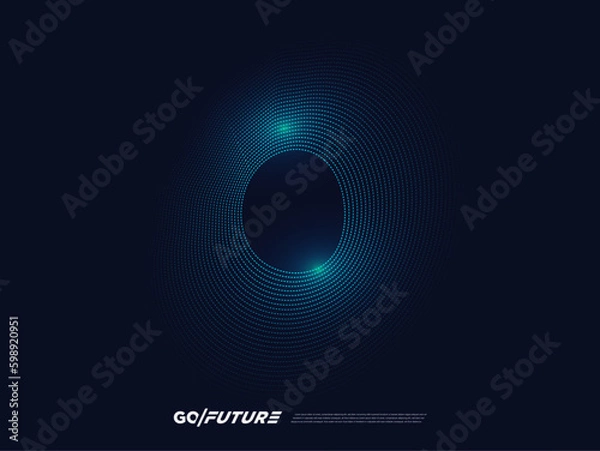 Fototapeta Creative technology digital number typography zero, zeroth, 0th, 0 font. Modern futuristic blue lines and light effect on the dark background for ai logo, big data, new year poster, anniversary type…