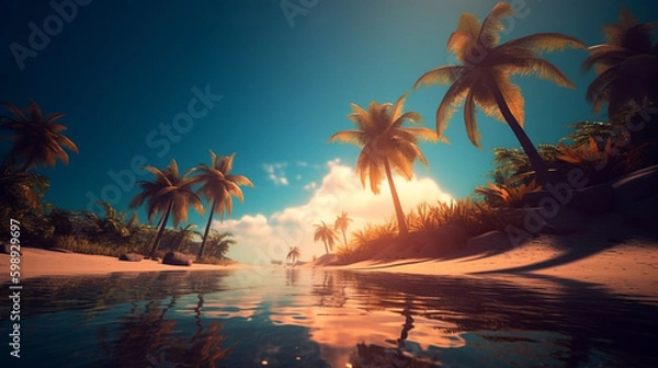 Fototapeta summer beach tropical. Generative AI