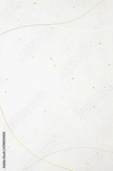 Obraz Simple modern frame pattern with Japanese washi paper texture. Abstract Japanese style background with gold glistering snow pattern.	