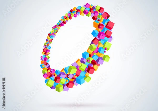 Fototapeta Colorful cubes form a ring - perspective