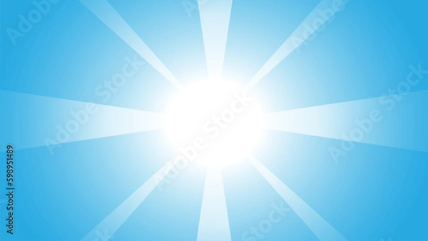 Fototapeta White Light Shining On Blue Background. Effect Space. Vector BG. Explosion Light Bright Ray. Rewards Comic Cartoon Backdrop Vector Design Motion.