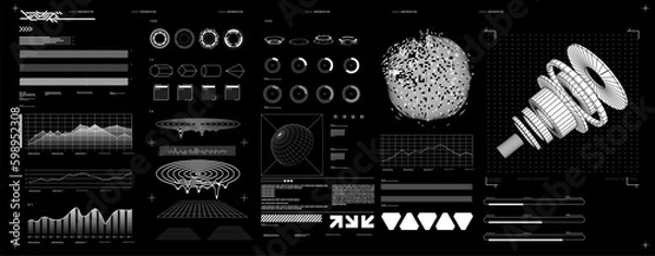 Obraz futuristic shape element HUD, GUI, Science fiction, cyberpunk, retrofuturism, concept, vaporwave abstract element.