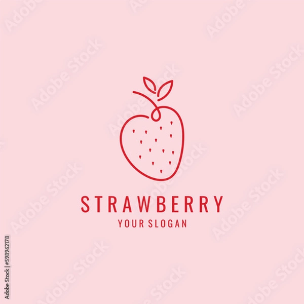Obraz Fresh Strawberry Fruit Logo Template