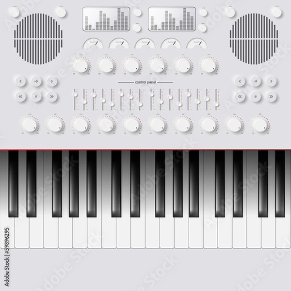 Obraz Vector Synthesizer Keys Knobs Buttons and keyboard