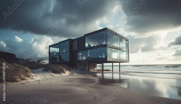Fototapeta Beach house, Generative AI