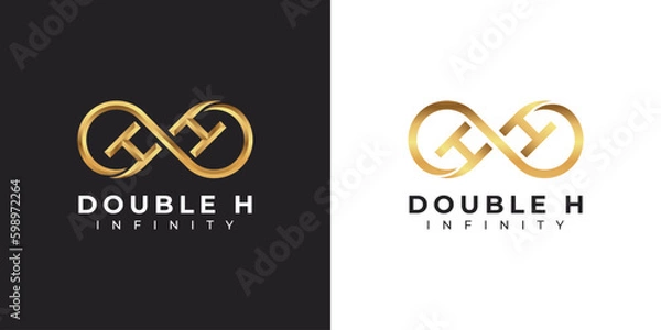 Fototapeta Letter H Infinity Logo design and Gold Elegant Luxury symbol for Business Company Branding and Corporate Identity
