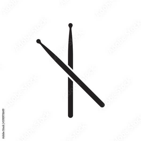 Fototapeta Drum stick vector icon. Drum flat sign design illustration. Drums symbol pictogram. Drumstick UX UI icon