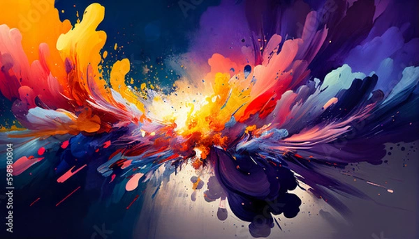 Obraz Colorful Paint Explosion - Abstract Background - Generative AI
