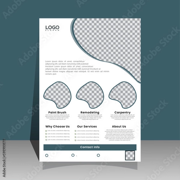 Fototapeta Corporate business A4 flyer template vector design set advertise marketing, promotion, cover page. IT Company, creative Unique Design Create Graphic design layout