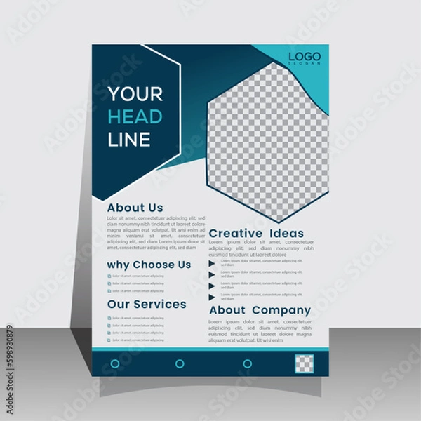 Fototapeta Corporate business A4 flyer template vector design set advertise marketing, promotion, cover page. IT Company, creative Unique Design Create Graphic design layout