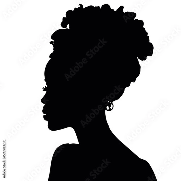 Obraz Black woman silhouette vector illustration with isolated background