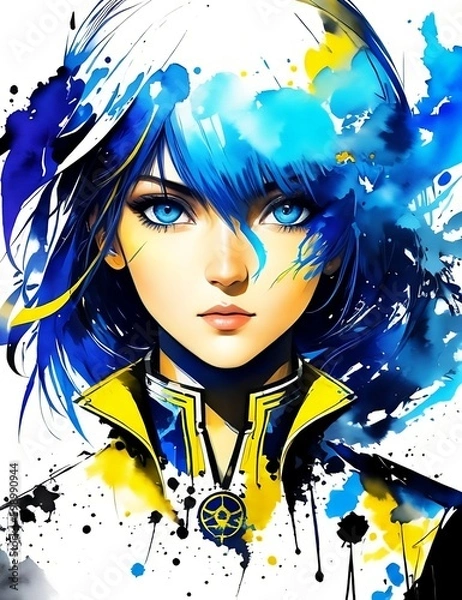 Fototapeta Girl-warrior Ukraine. (Created with Generative AI technology)