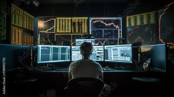 Obraz person watching tv in the office