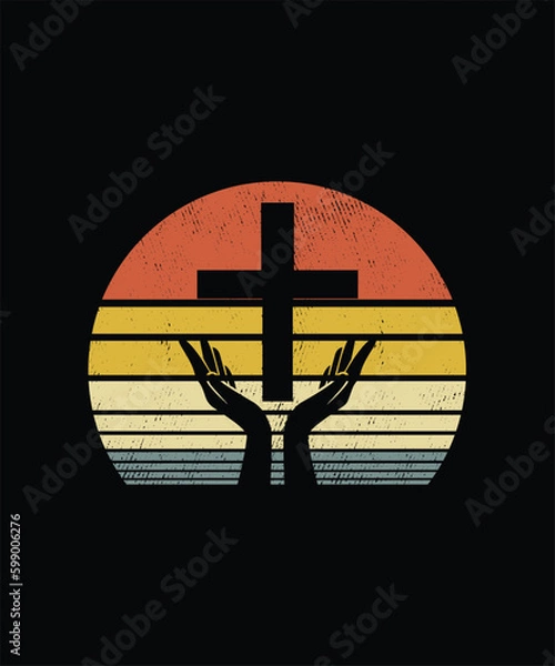 Fototapeta Retro vintage Style Jesus Cross T-shirt Design